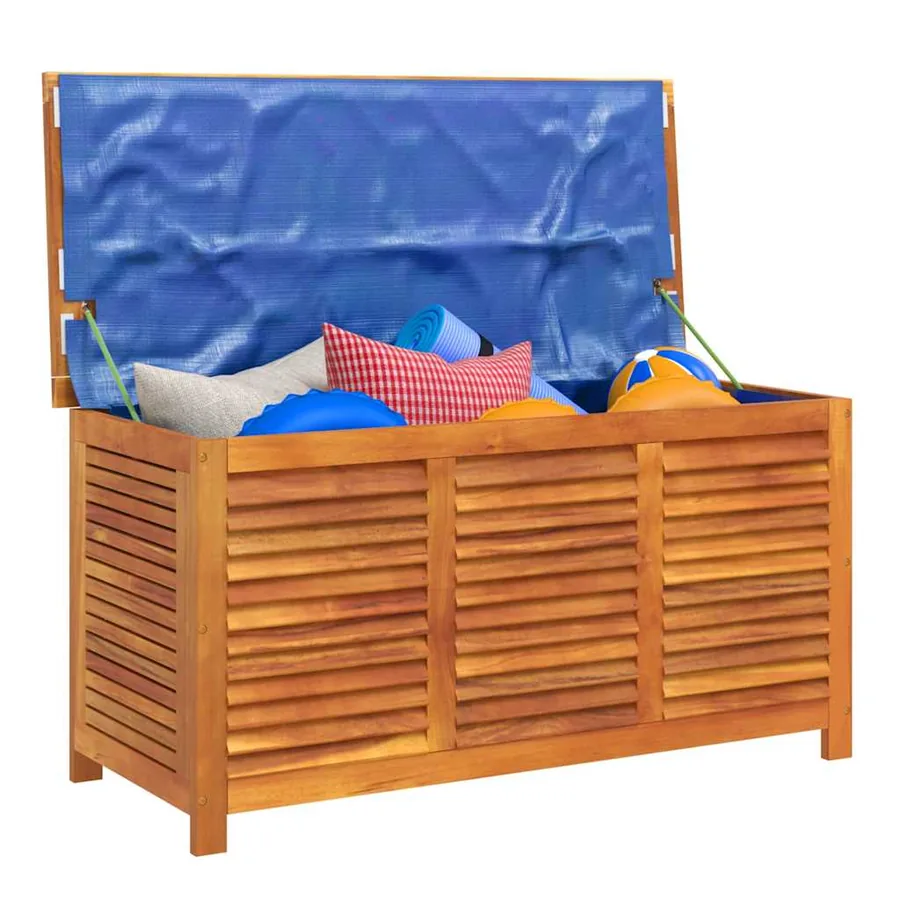 Boîte de rangement de jardin persiennes 113x50x56cm bois acacia - 5