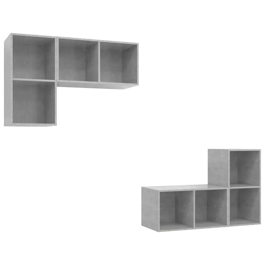 Meubles TV muraux 4 pcs Gris béton Bois d'ingénierie - 2