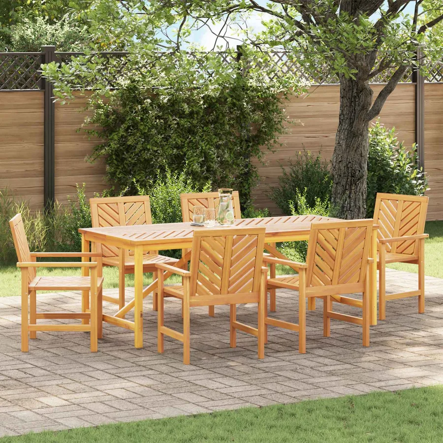 Ensemble de salle à manger pour jardin 7 pc Marron