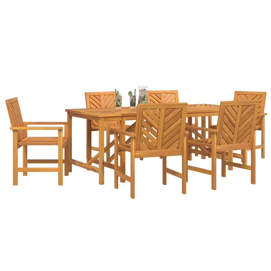 Ensemble de salle à manger pour jardin 7 pc Marron - 3