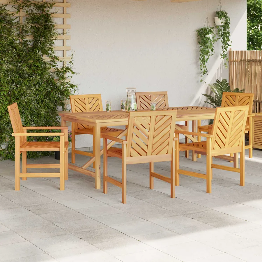 Ensemble de salle à manger pour jardin 7 pc Marron - 4