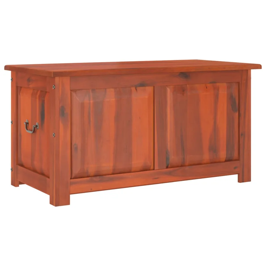 Coffre de rangement avec couvercle marron bois massif d'acacia - 2