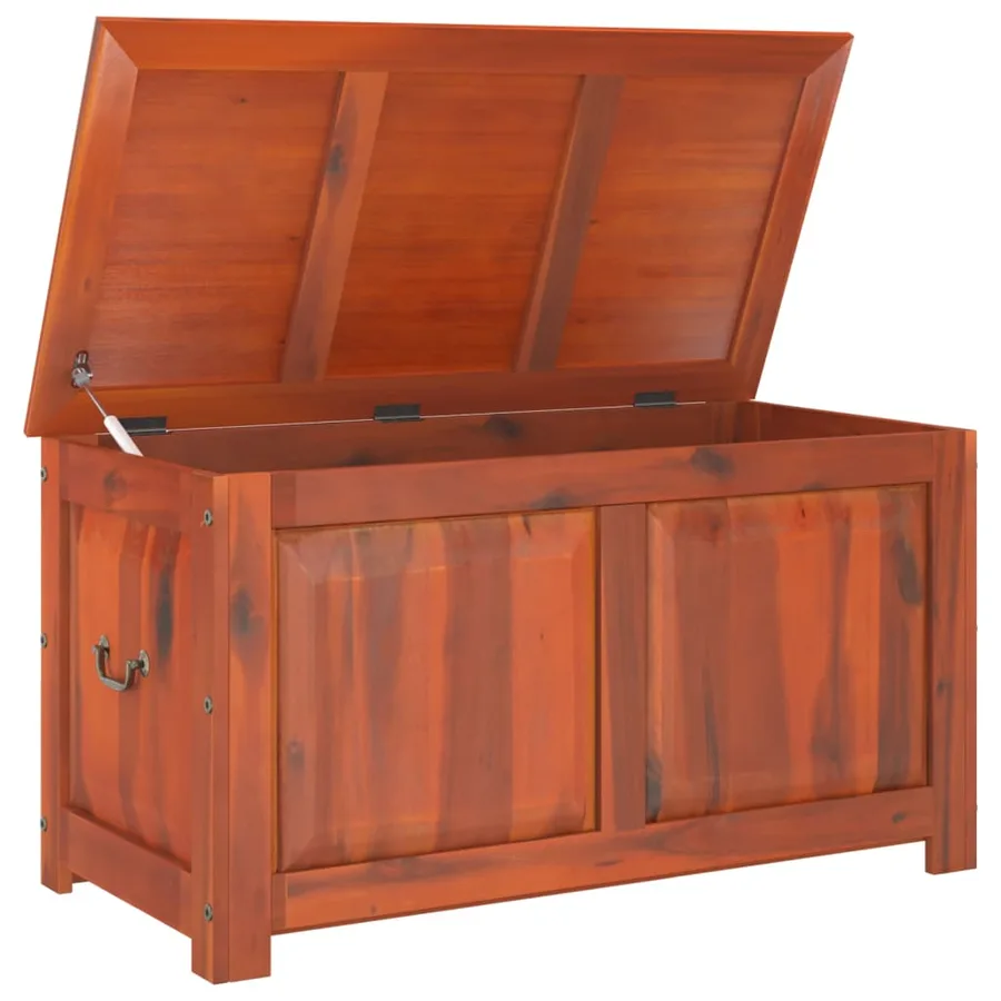 Coffre de rangement avec couvercle marron bois massif d'acacia - 7