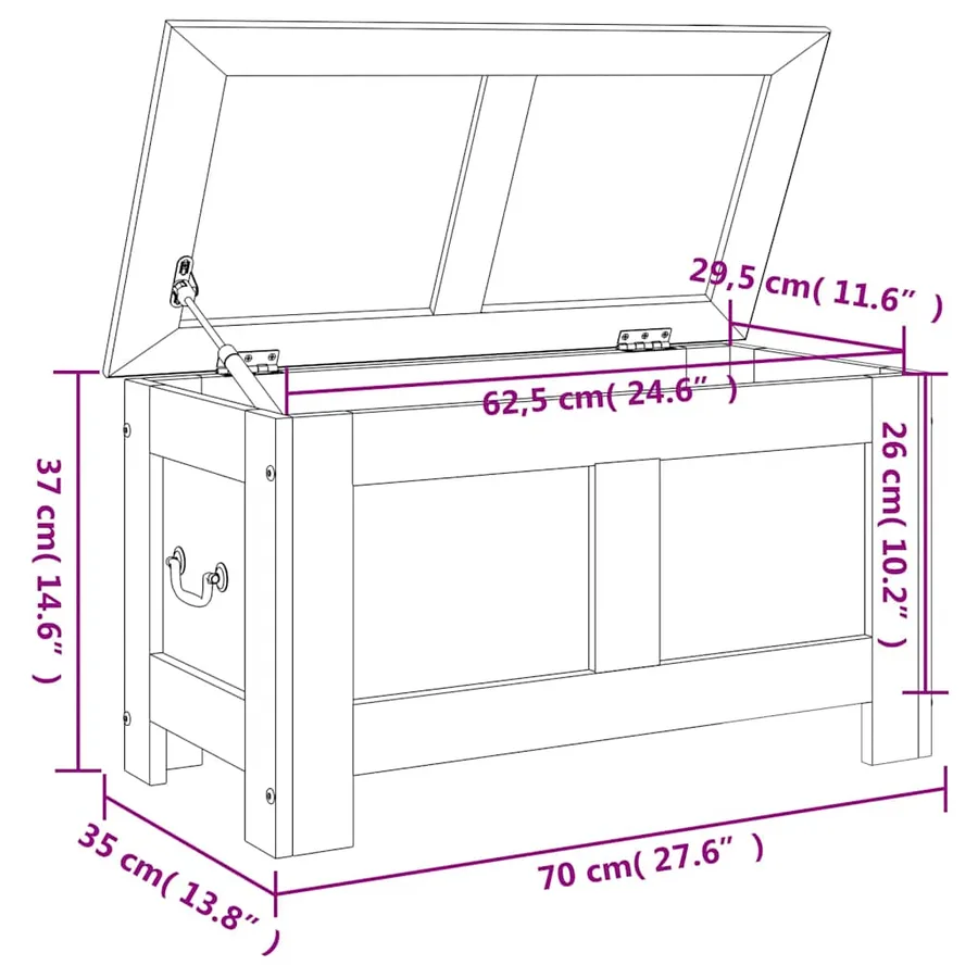 Coffre de rangement avec couvercle marron bois massif d'acacia - 9