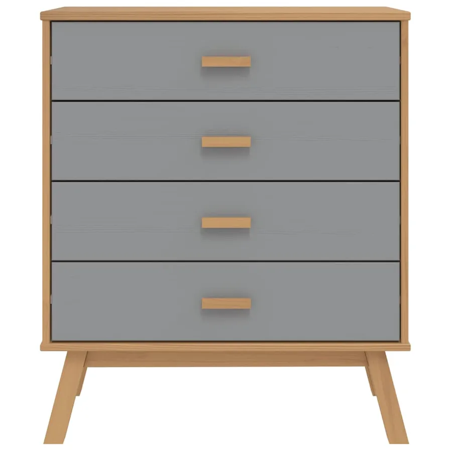 Armoire à tiroirs OLDEN gris et marron bois de pin solide - 7