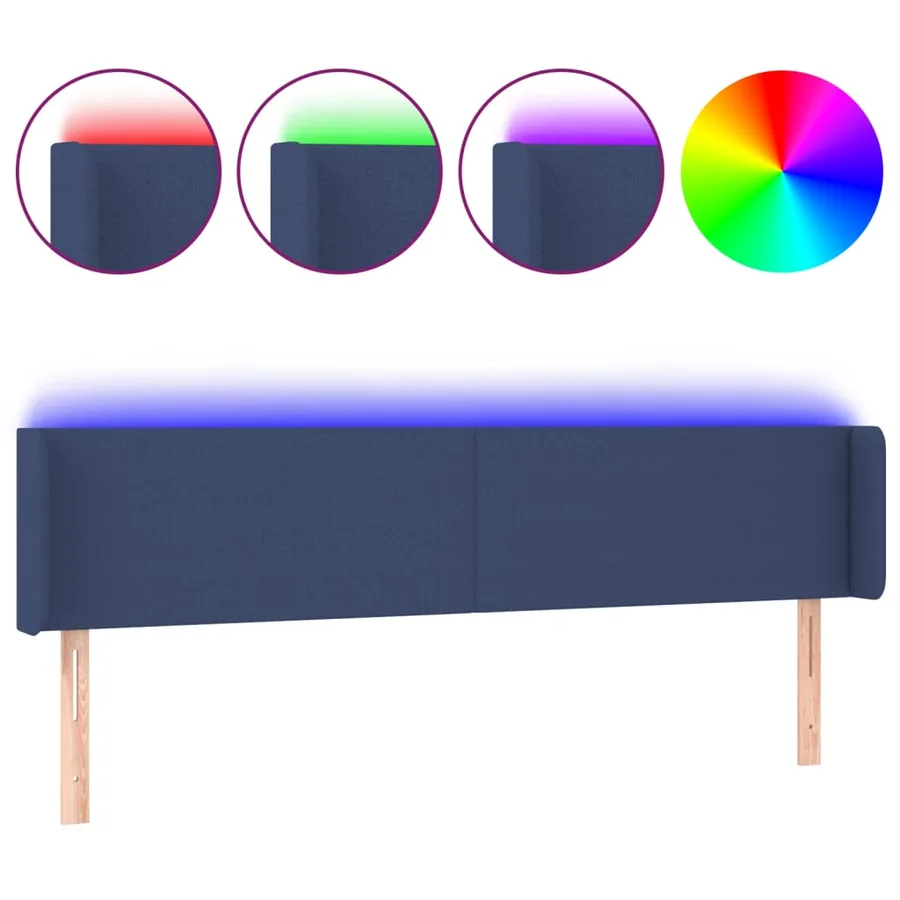 Tête de lit à LED Bleu 163x16x78/88 cm Tissu - 2