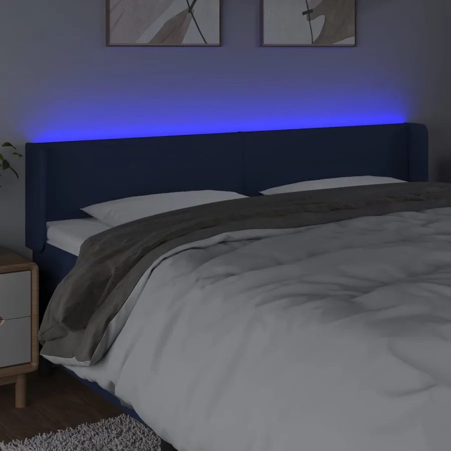 Tête de lit à LED Bleu 163x16x78/88 cm Tissu - 4