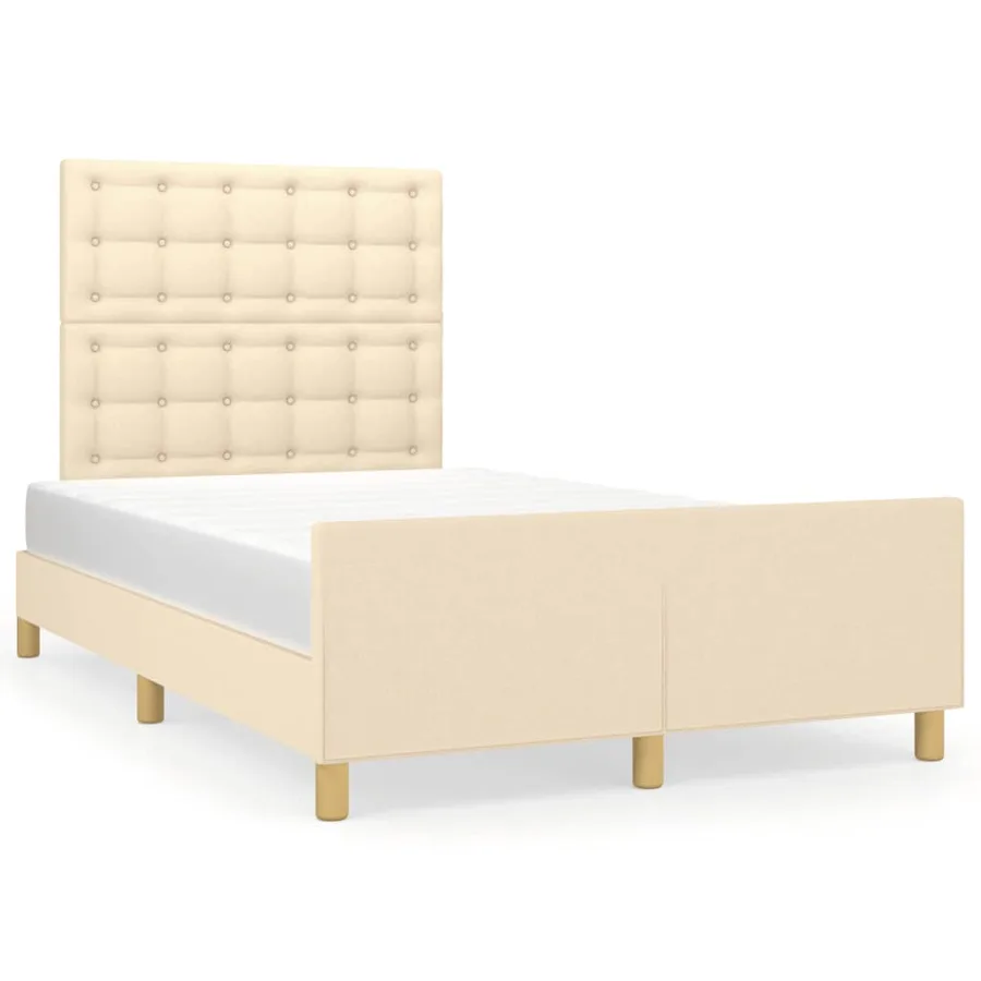 Cadre de lit sans matelas crème 120x200 cm tissu - 2