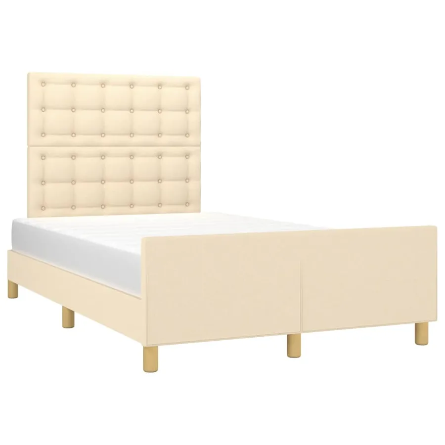Cadre de lit sans matelas crème 120x200 cm tissu - 3
