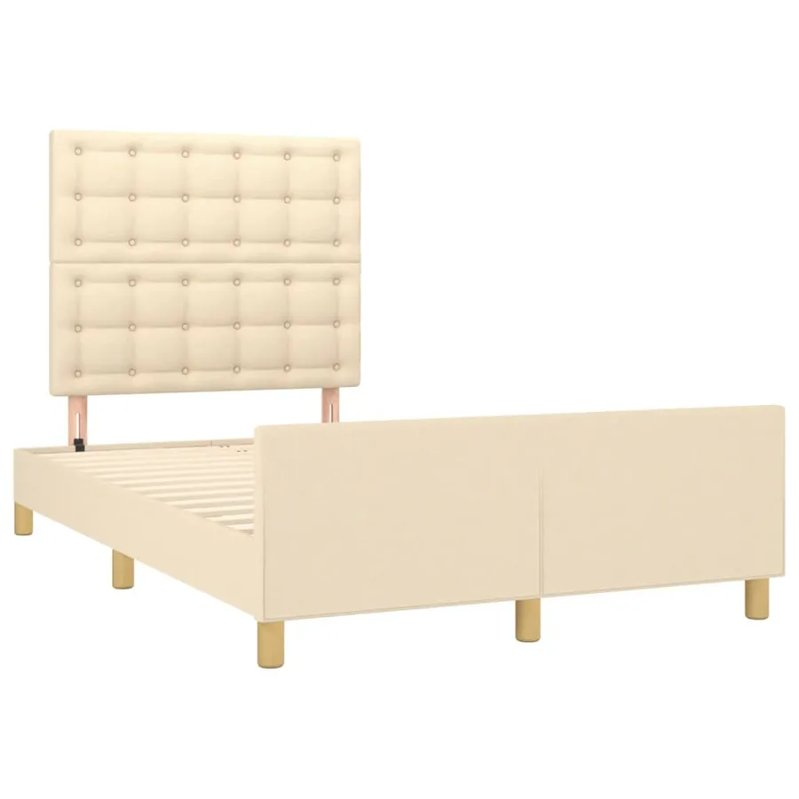 Cadre de lit sans matelas crème 120x200 cm tissu - 4