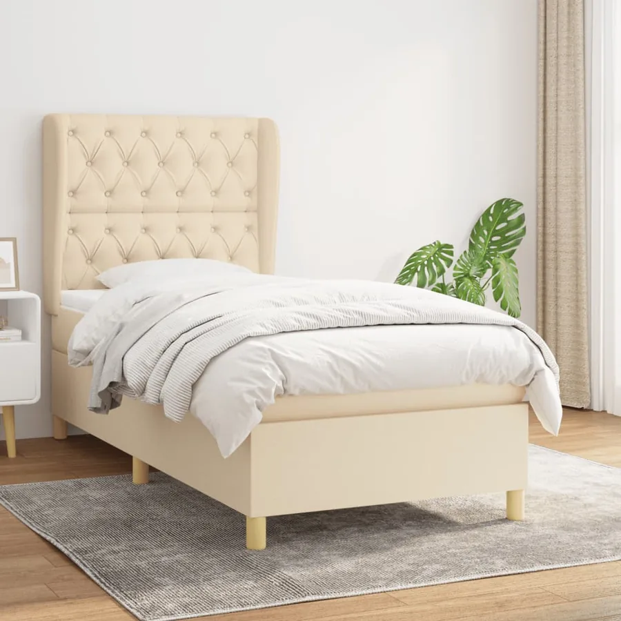 Sommier à lattes de lit avec matelas Crème 80x200 cm Tissu