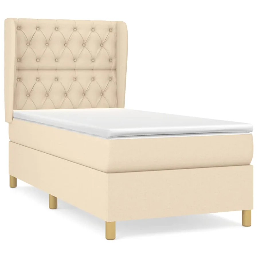 Sommier à lattes de lit avec matelas Crème 80x200 cm Tissu - 2