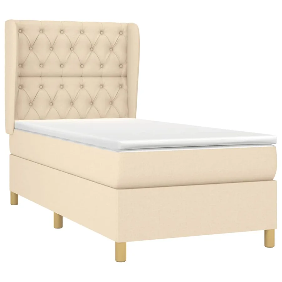 Sommier à lattes de lit avec matelas Crème 80x200 cm Tissu - 3