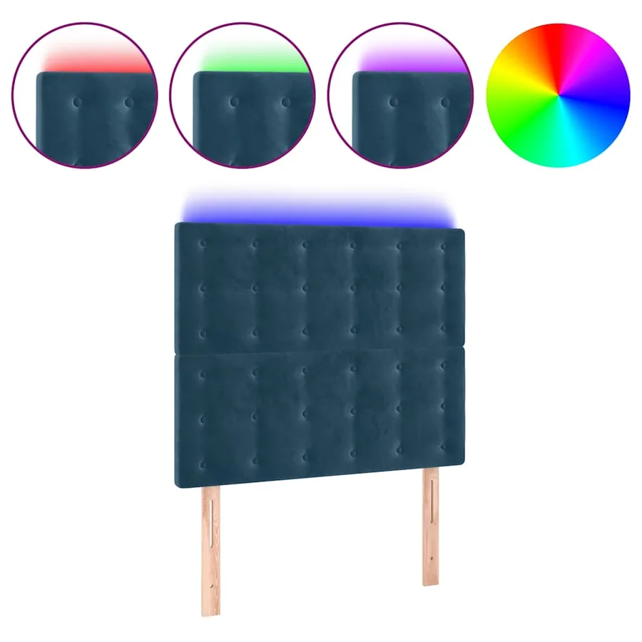 Tête de lit à LED Bleu foncé 90x5x118/128 cm Velours - 2