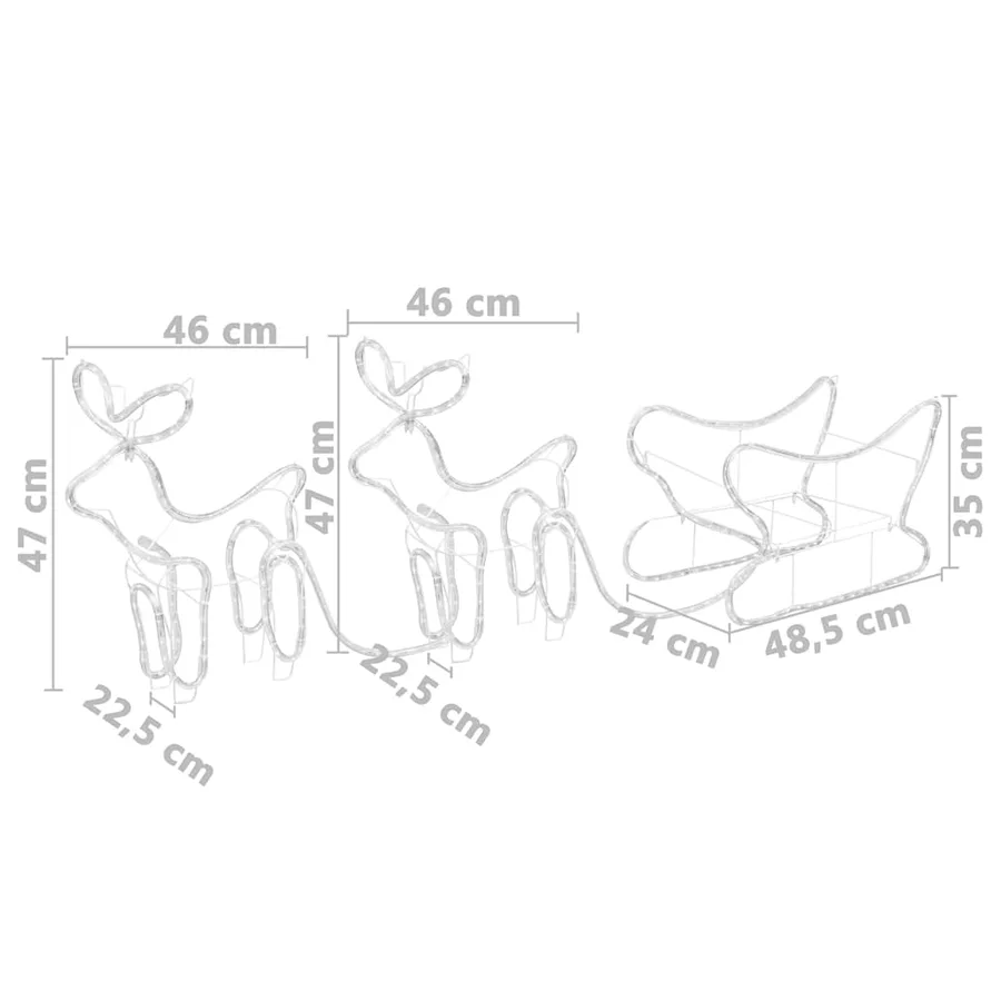Décoration de Noël d'extérieur Renne et traîneau 576 LED - 12