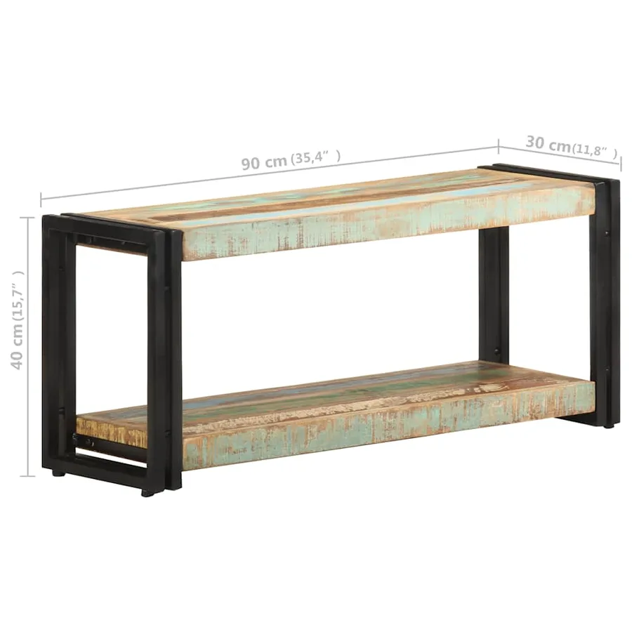 Meuble TV 90x30x40 cm Bois de récupération massif - 7