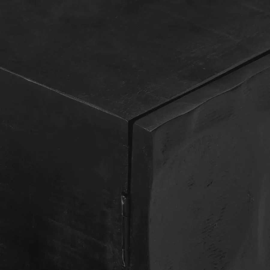 Meuble TV noir 110x30x40 cm bois massif de manguier et fer - 6