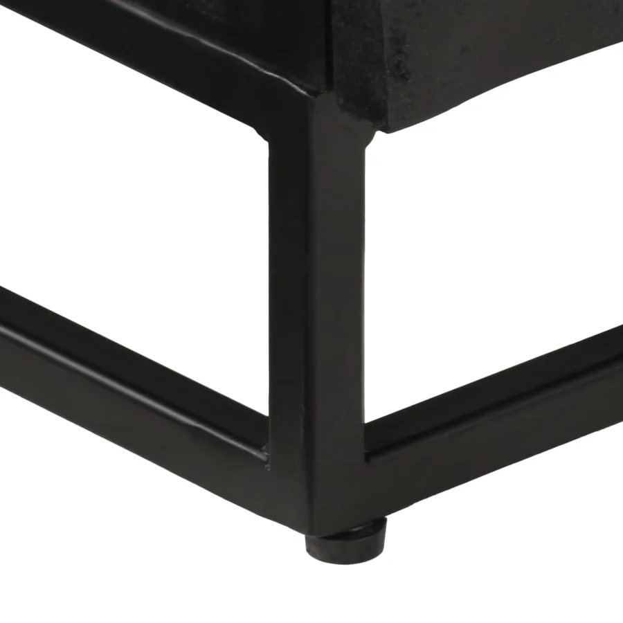 Meuble TV noir 110x30x40 cm bois massif de manguier et fer - 8