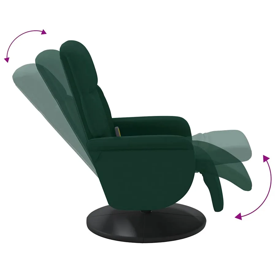 Fauteuil inclinable de massage repose-pied vert foncé velours - 7