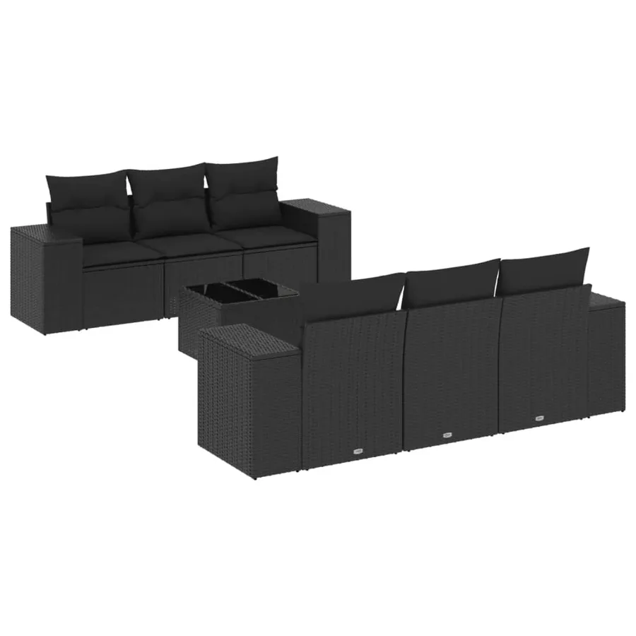 Salon de jardin 7 pcs avec coussins noir résine tressée 55 x 62 x 69 cm - 65,0 kg - 2