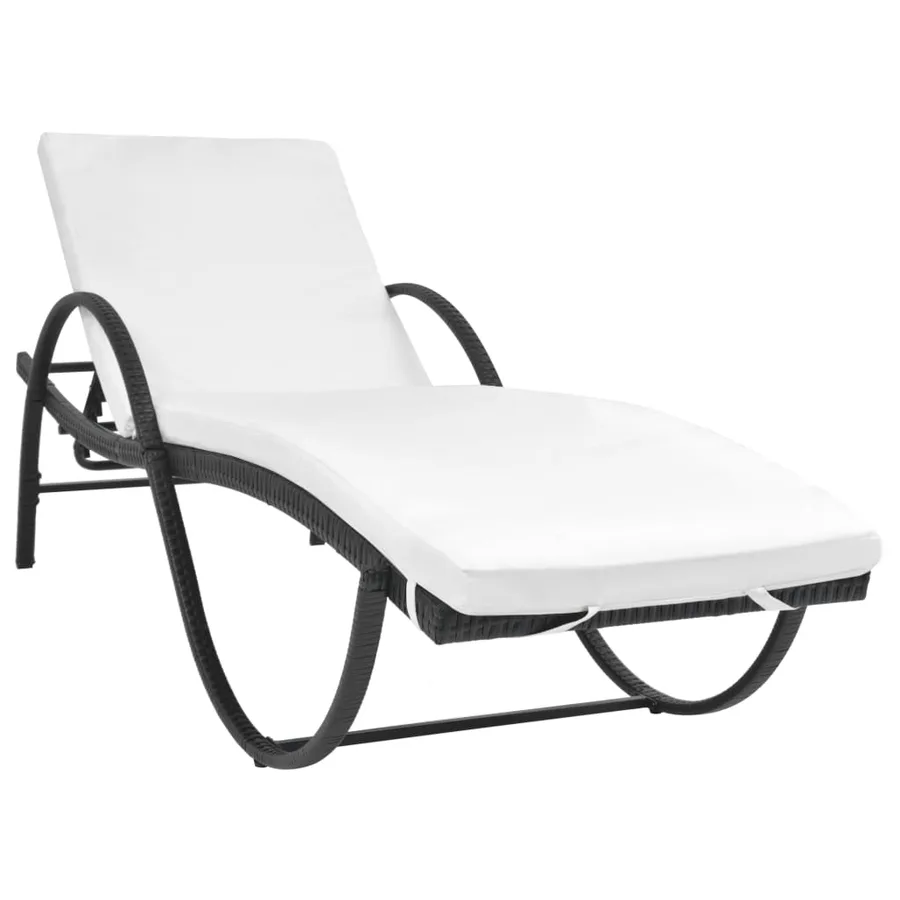 Chaise longue avec coussin et table Résine tressée Marron - 13