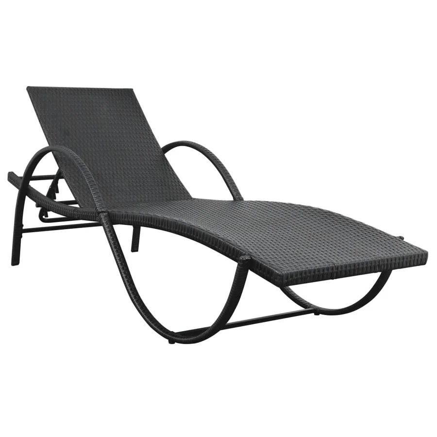 Chaise longue avec coussin et table Résine tressée Marron - 14