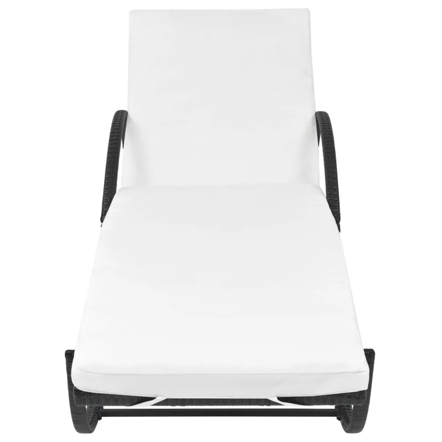 Chaise longue avec coussin et table Résine tressée Marron - 15