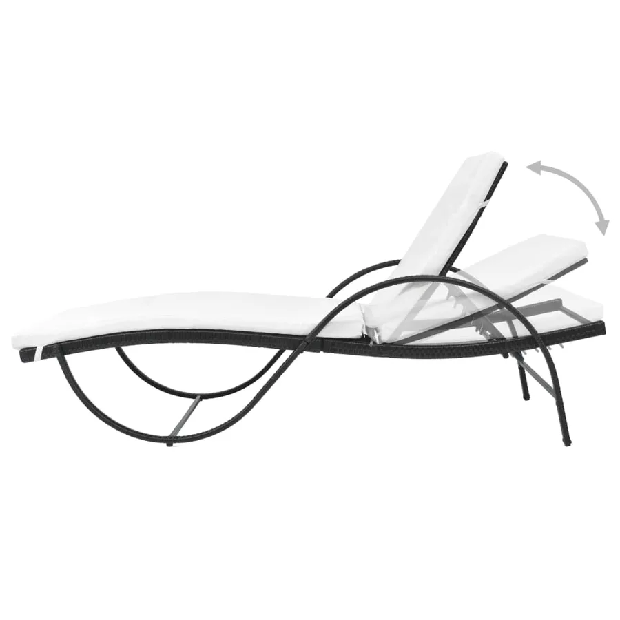 Chaise longue avec coussin et table Résine tressée Marron - 16