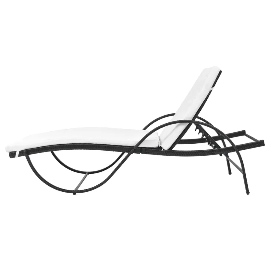 Chaise longue avec coussin et table Résine tressée Marron - 17