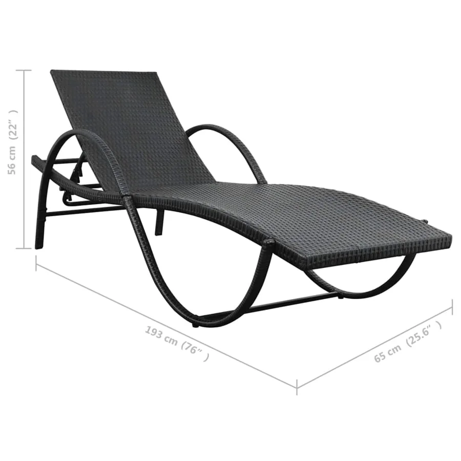 Chaise longue avec coussin et table Résine tressée Marron - 21