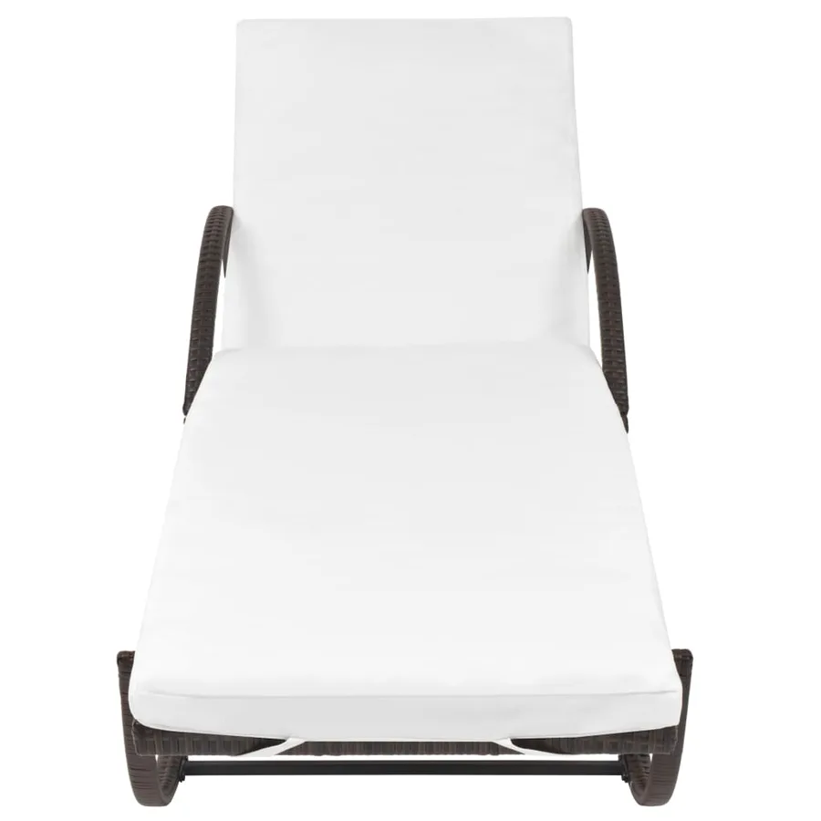 Chaise longue avec coussin et table Résine tressée Marron - 4