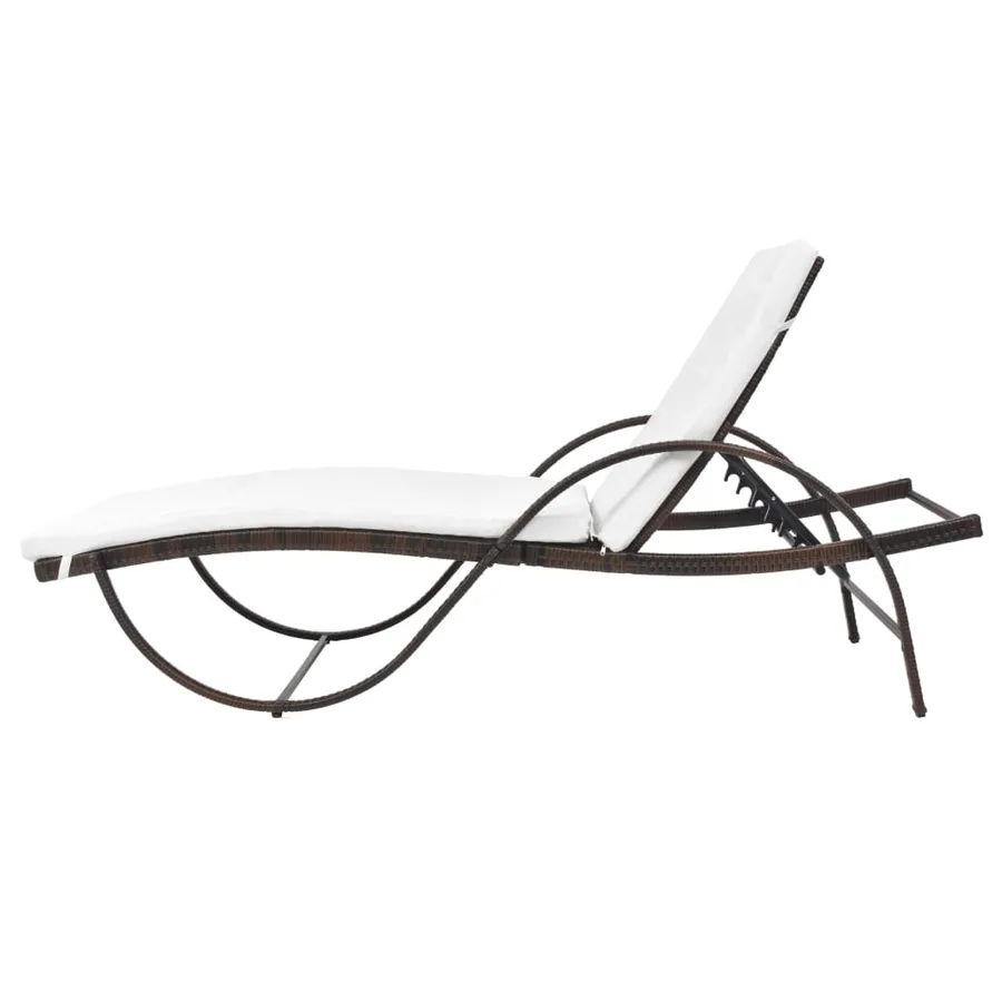 Chaise longue avec coussin et table Résine tressée Marron - 6