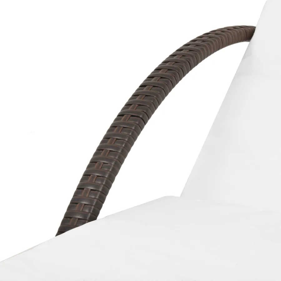 Chaise longue avec coussin et table Résine tressée Marron - 7