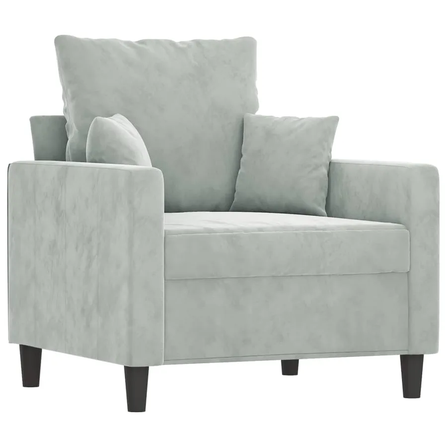 Ensemble de canapés 3 pcs avec coussins Gris clair Velours - 3