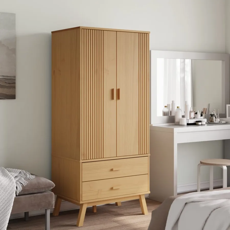 Garde-robe OLDEN marron 76,5x53x172 cm bois massif de pin - 3