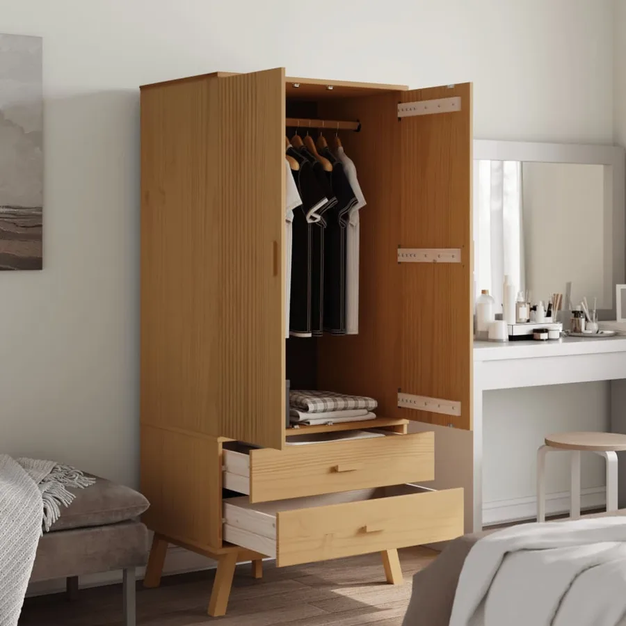 Garde-robe OLDEN marron 76,5x53x172 cm bois massif de pin - 4