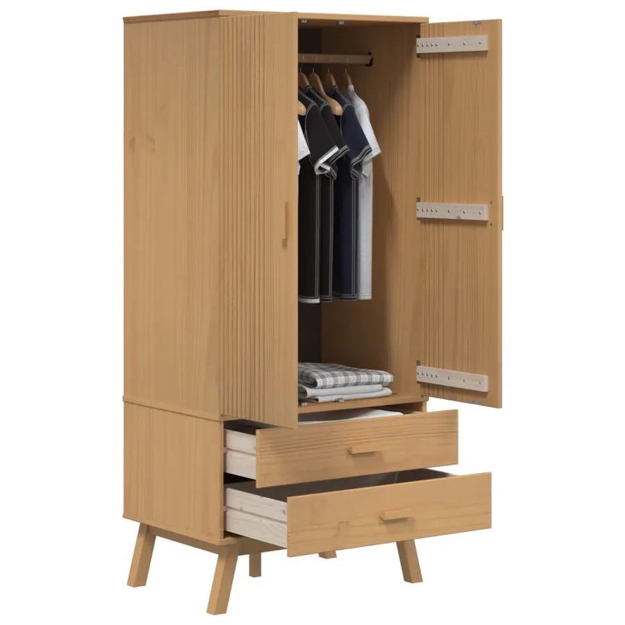 Garde-robe OLDEN marron 76,5x53x172 cm bois massif de pin - 5