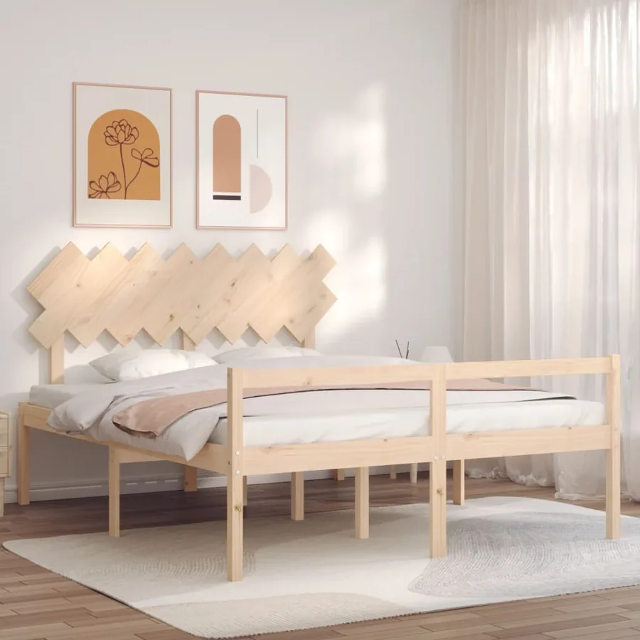 Lit pour personne âgée sans matelas 160x200 cm bois massif