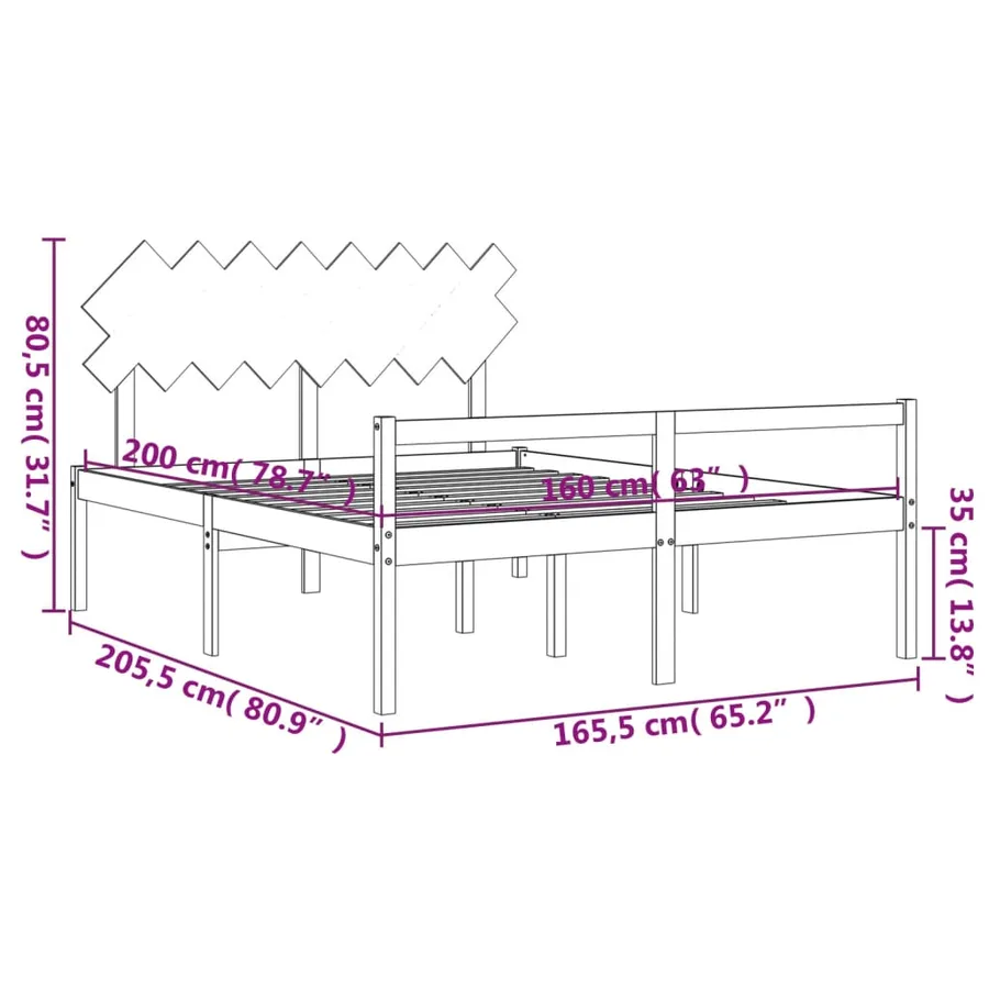 Lit pour personne âgée sans matelas 160x200 cm bois massif - 12