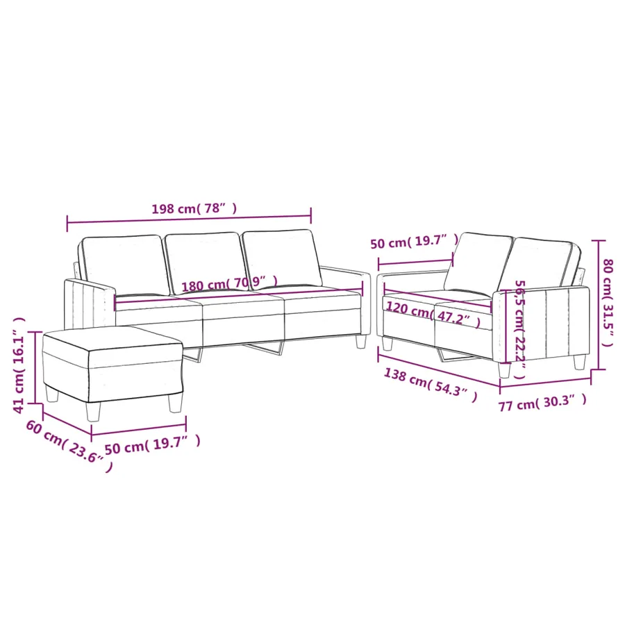Ensemble de canapés 3 pcs avec coussins Gris foncé Velours - 9