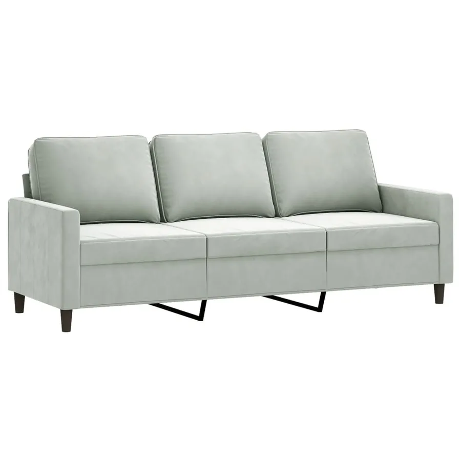 Ensemble de canapés 3 pcs avec coussins Gris clair Velours - 5