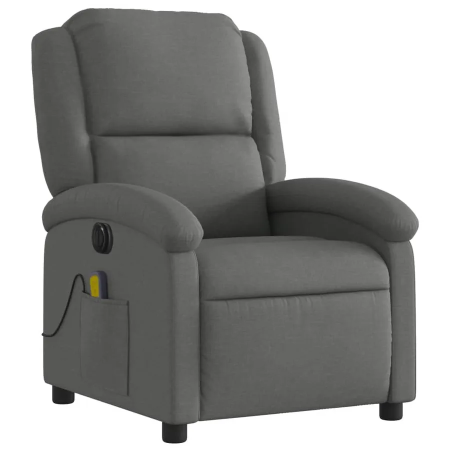 Fauteuil inclinable de massage électrique gris foncé tissu - 4