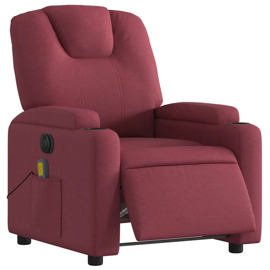 Fauteuil de massage inclinable électrique Rouge bordeaux Tissu - 3