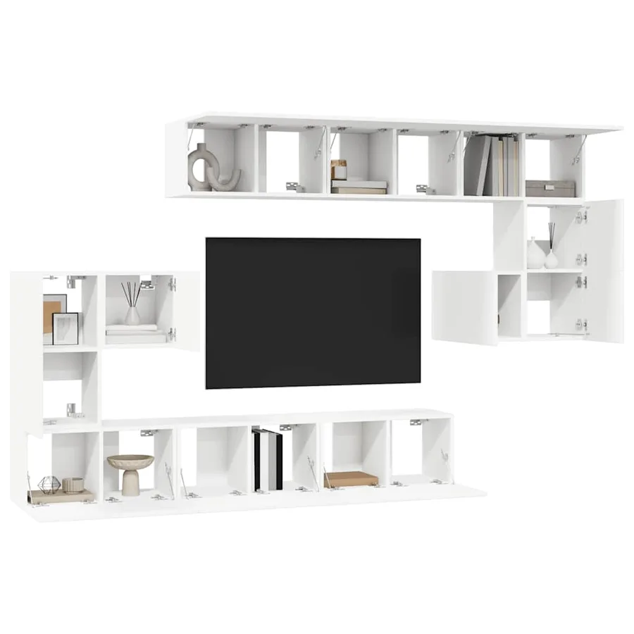 Ensemble de meubles TV 10 pcs Blanc Bois d'ingénierie - 3