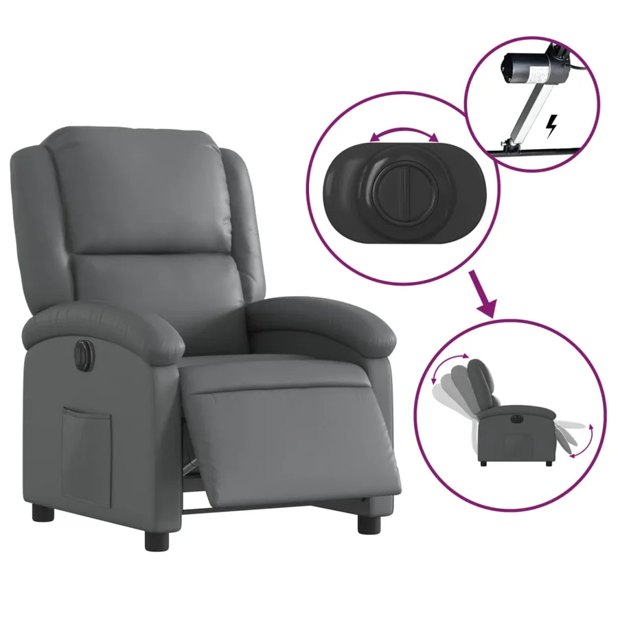 Fauteuil inclinable électrique Gris Similicuir - 6