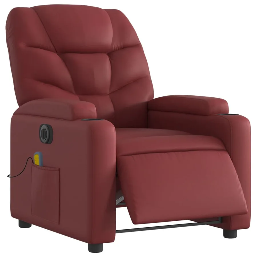 Fauteuil de massage inclinable électrique rouge bordeaux - 3