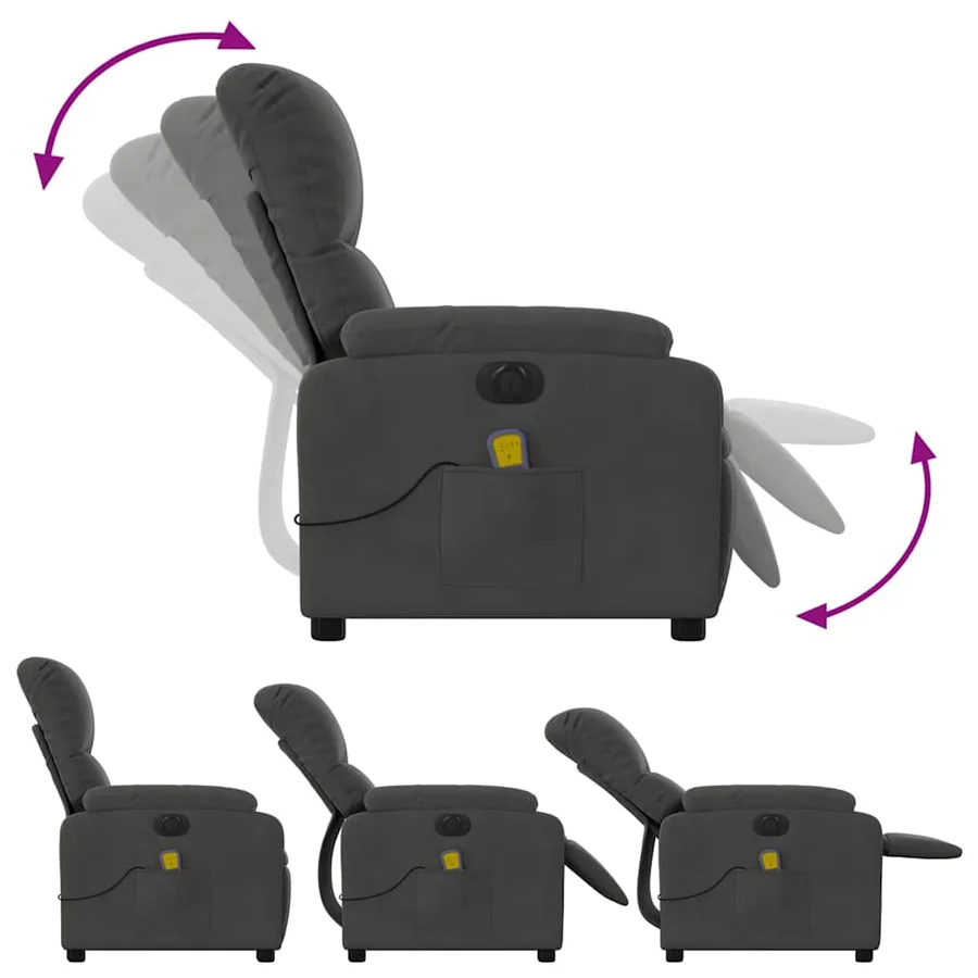 Fauteuil inclinable de massage électrique gris foncé - 7