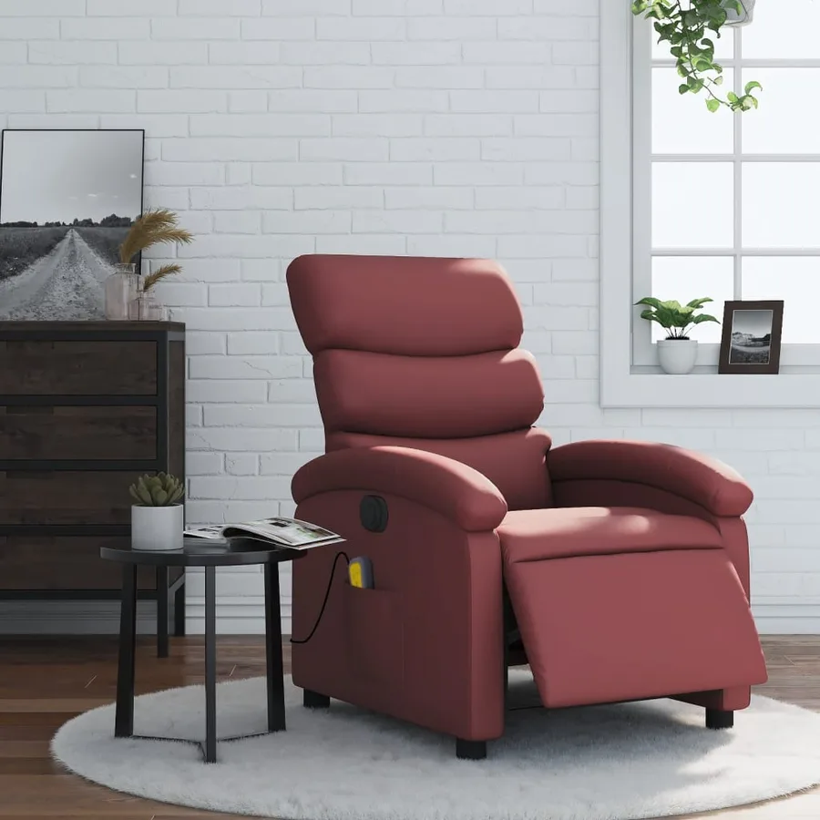 Fauteuil de massage inclinable électrique rouge bordeaux - 15