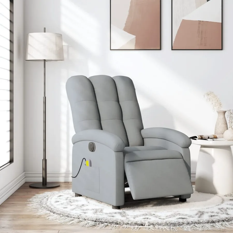 Fauteuil de massage inclinable électrique gris clair tissu - 15