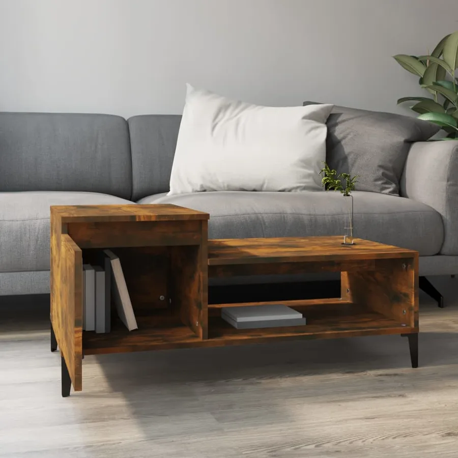 Table basse Chêne fumé 100x50x45 cm Bois d'ingénierie - 3